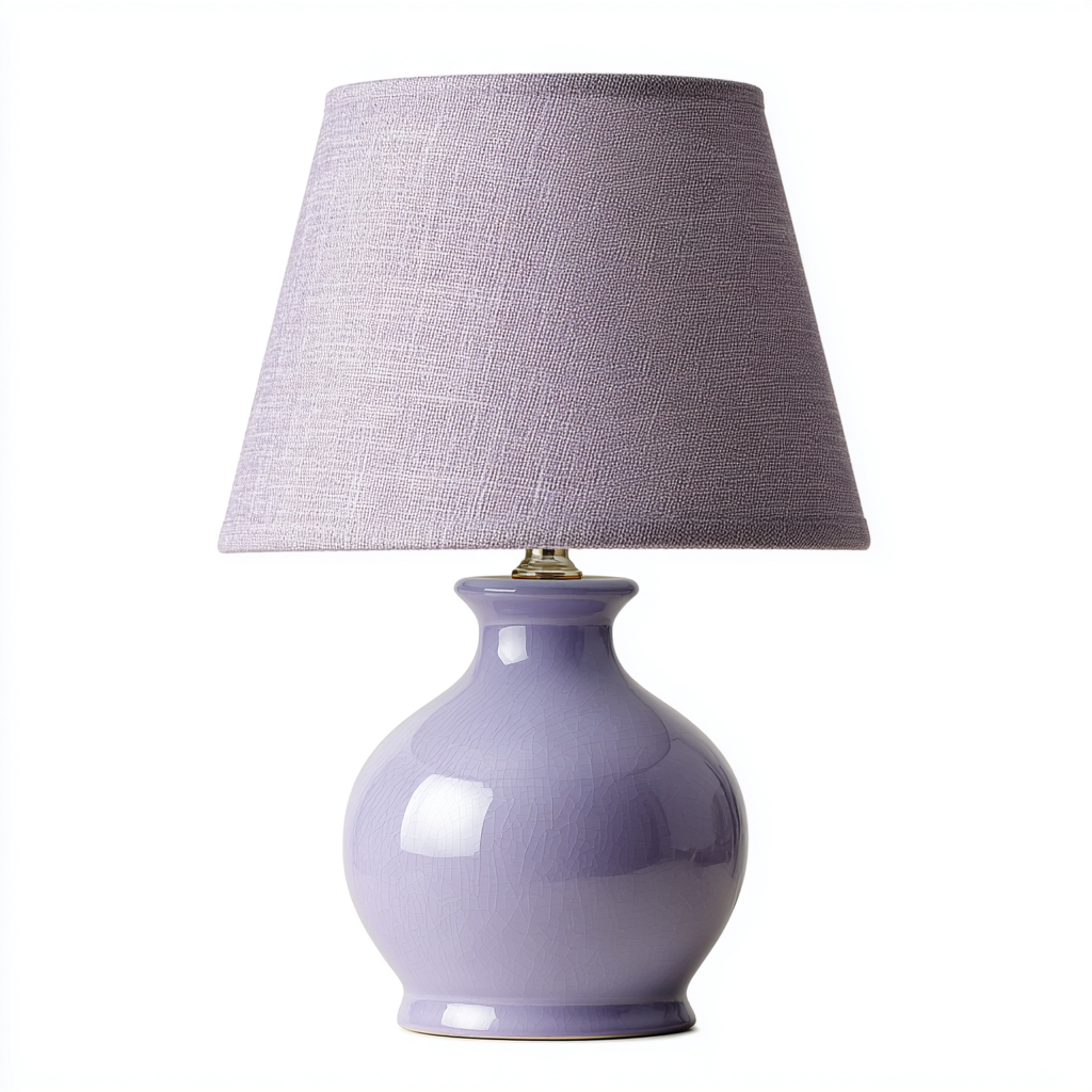 Lampe de table-Céramique-Tissu-23x23x42 cm-Violet-Violet clair-Design moderne-Airyara