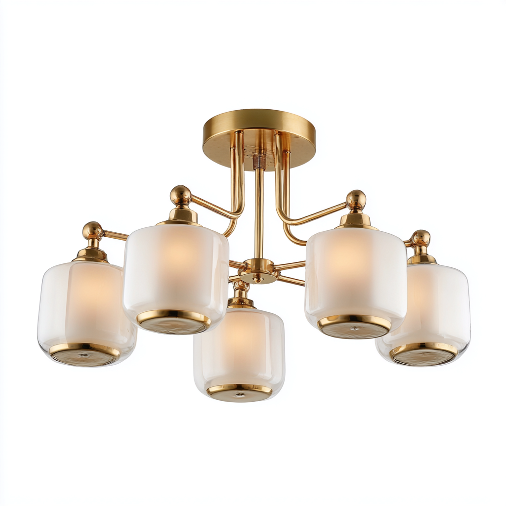 Plafonnier-métal-verre-58x58x28 cm-or-blanc-style moderne élégant-Airyara