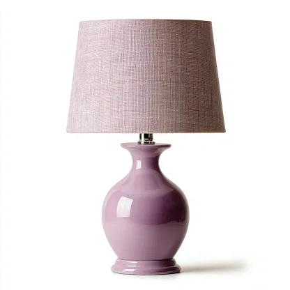 Lampe de table-Céramique-Tissu-Métal-24x24x43 cm-Violet-Violet clair-Design moderne-Airyara