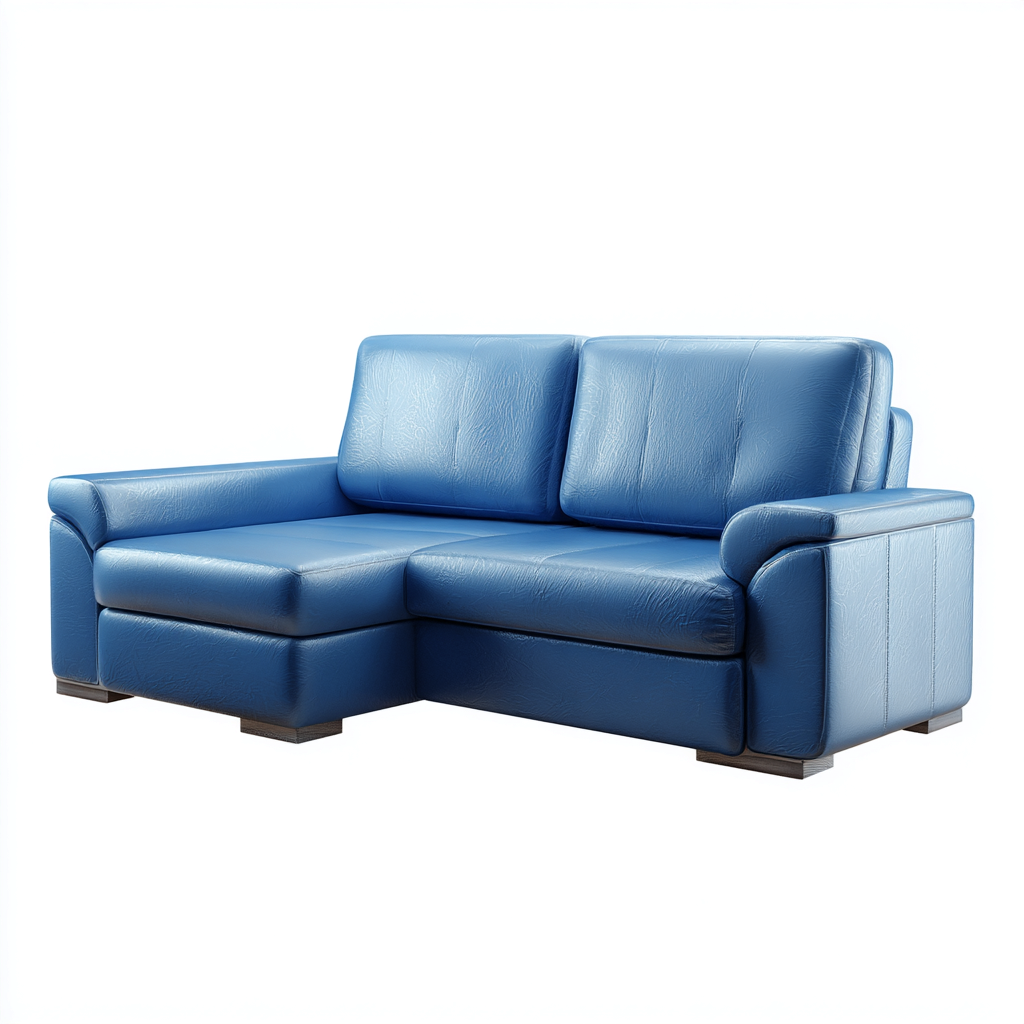 Canapé d'angle-cuir-205x140x85 cm-Bleu-Style moderne-Airyara