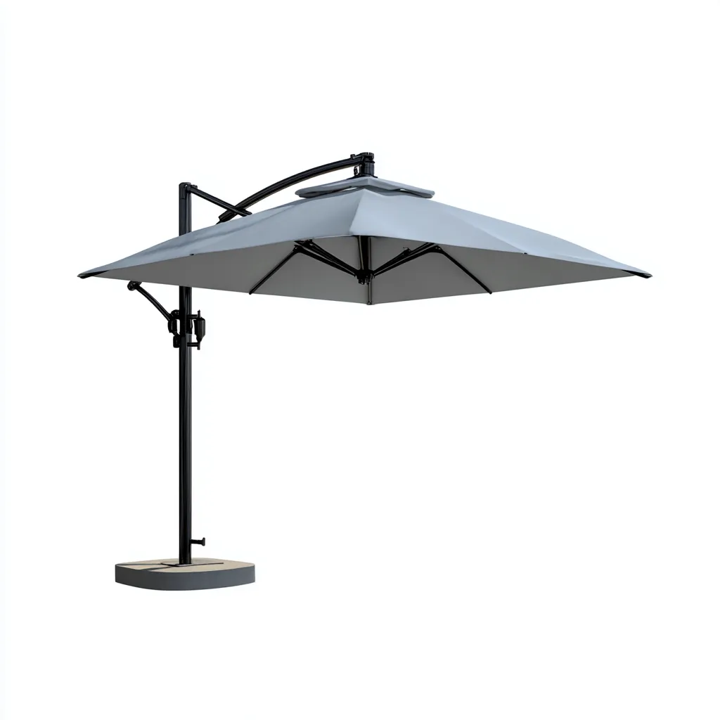 Parasol de jardin-polyester-métal-300x300x270 cm-gris-noir-style moderne-Airyara