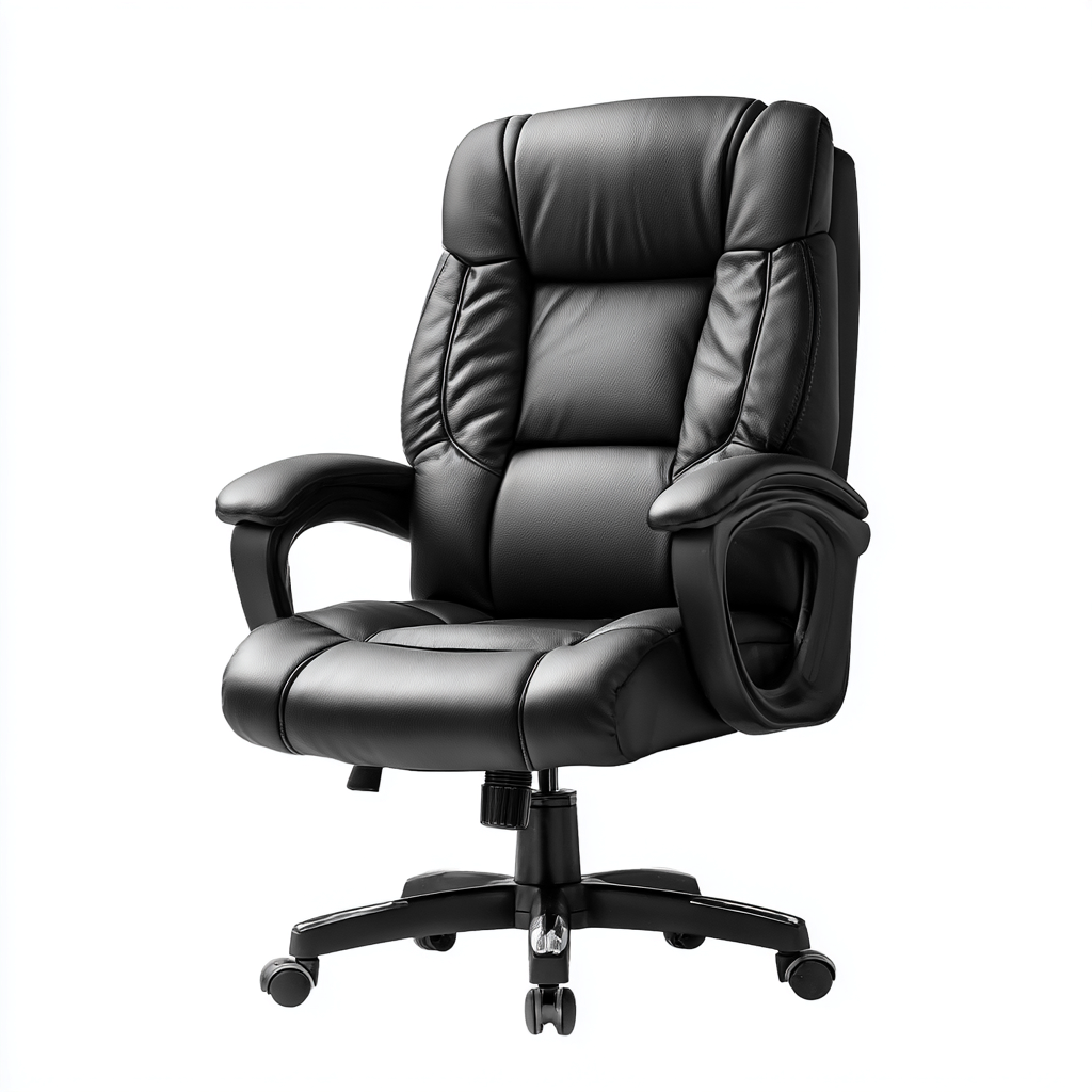 Chaise de bureau-cuir-métal-87x77x121 cm-noir-style ergonomique-Airyara