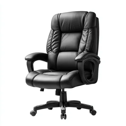 Chaise de bureau-cuir-métal-87x77x121 cm-noir-style ergonomique-Airyara