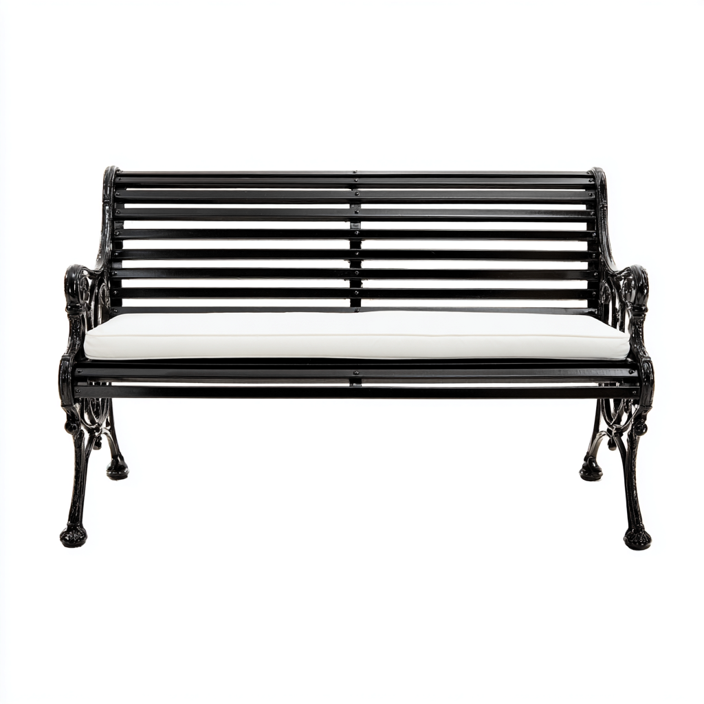 Banc de jardin-métal-130x64x90 cm-noir-blanc-classique-Airyara