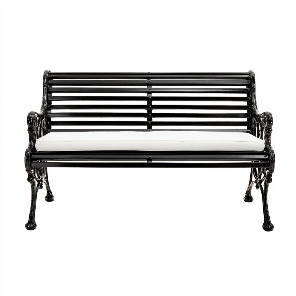 Banc de jardin-métal-130x64x90 cm-noir-blanc-classique-Airyara