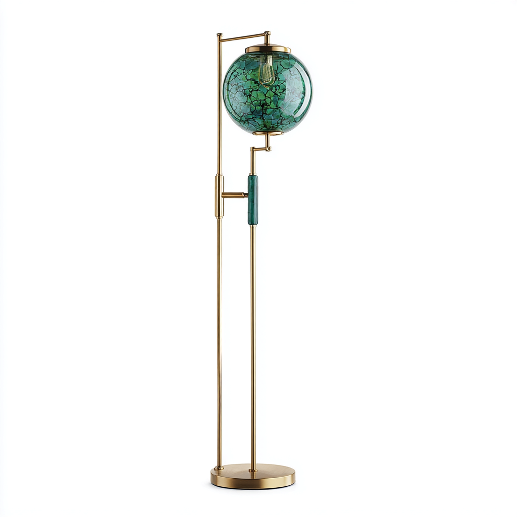 Lampadaire métal-verre 43x29x162 cm - doré-vert - style décoratif-Airyara