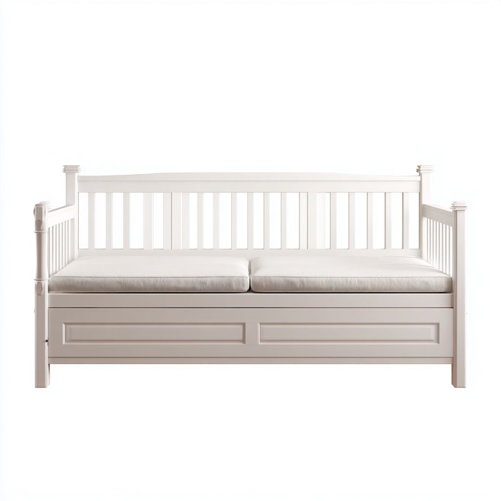 Canapé-lit - bois - 210x96x90 cm - blanc - style classique-Airyara