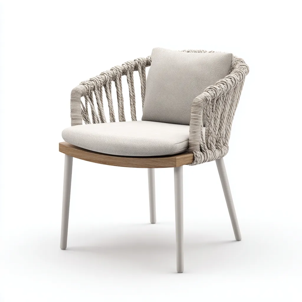 Chaise de jardin-rotin-métal-tissu-64x60x85 cm-beige-naturel-style moderne-Airyara