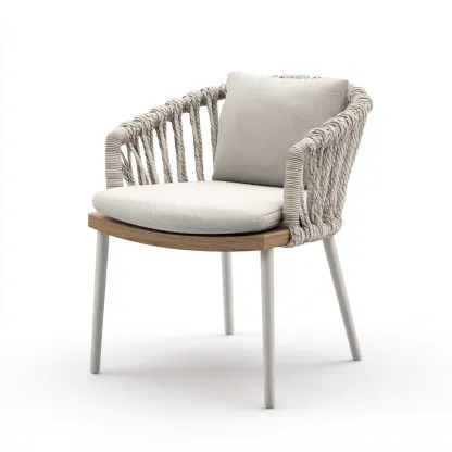 Chaise de jardin-rotin-métal-tissu-64x60x85 cm-beige-naturel-style moderne-Airyara