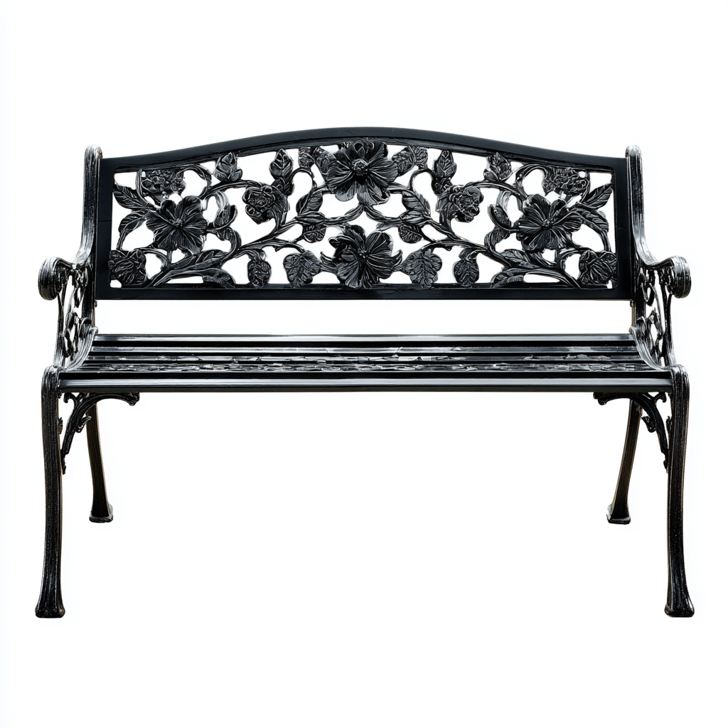 Banc de jardin-métal-132x58x88 cm-noir-style classique-Airyara