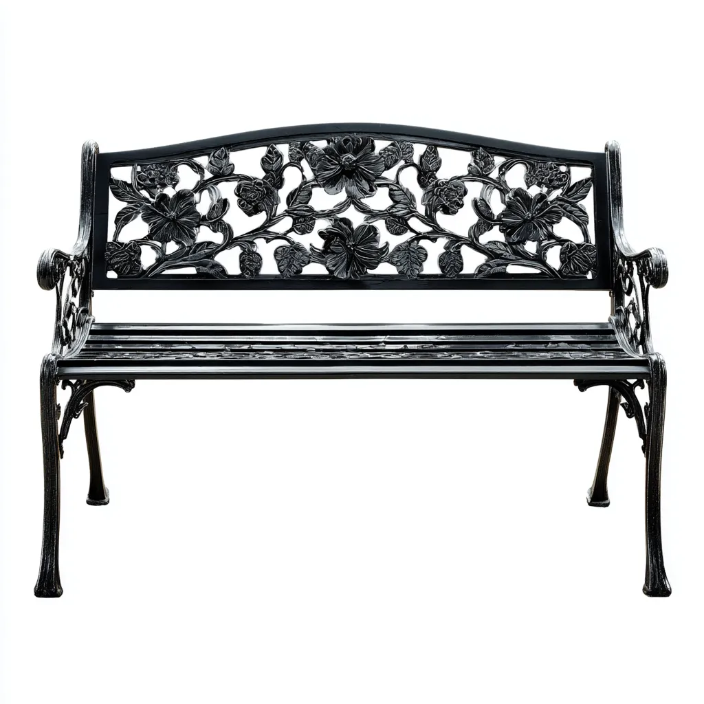 Banc de jardin-métal-132x58x88 cm-noir-style classique-Airyara