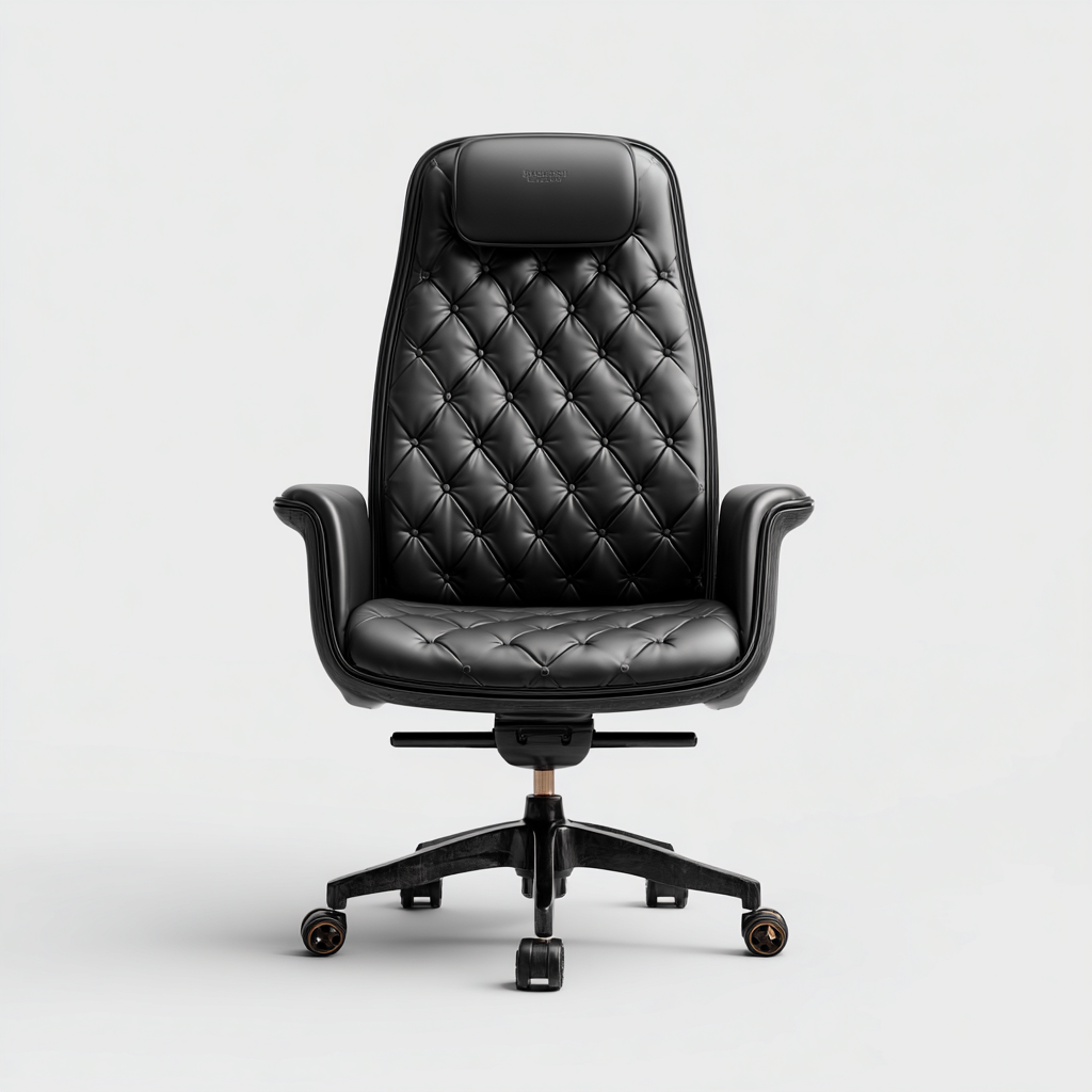 Chaise de bureau-cuir-métal-78x72x118 cm-noir-style capitonné-Airyara