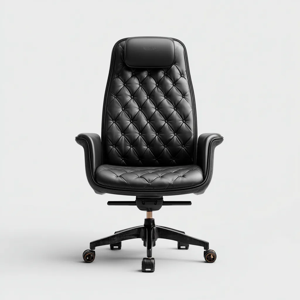 Chaise de bureau-cuir-métal-78x72x118 cm-noir-style capitonné-Airyara