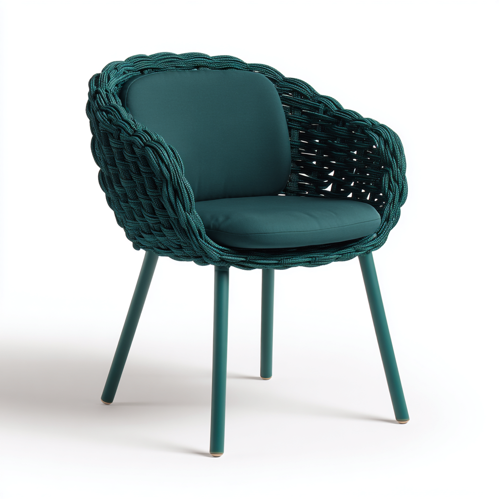 Chaise de jardin-corde tressée-57x56x80 cm-vert foncé-style moderne-Airyara