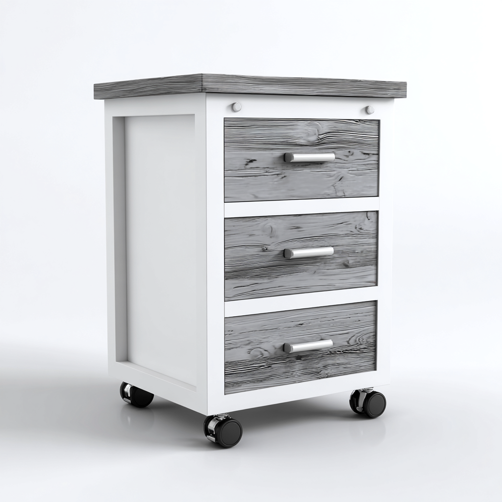 Armoire de bureau-bois-48x41x70 cm-gris-blanc-moderne-Airyara