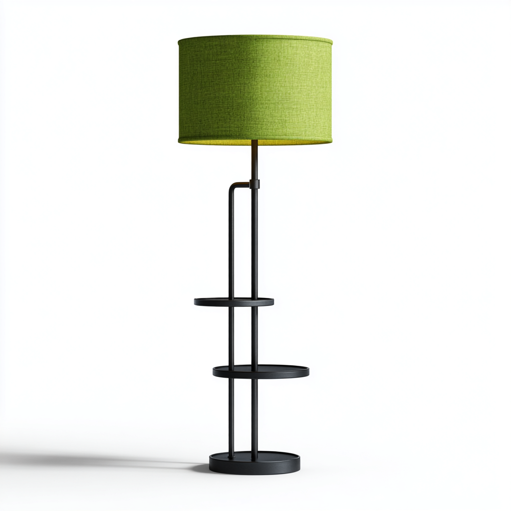 Lampadaire métal-tissu 41x30x165 cm - noir-vert - style moderne-Airyara