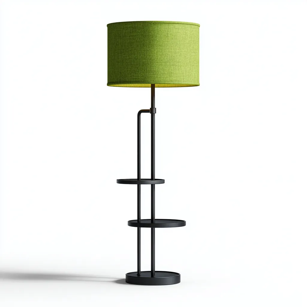 Lampadaire métal-tissu 41x30x165 cm - noir-vert - style moderne-Airyara