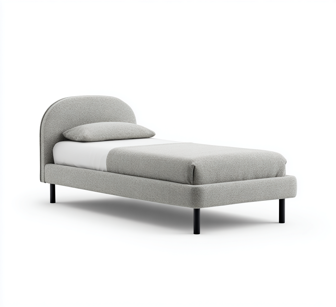 Lit simple-Tissu-Metal-204x100x108 cm-Gris-Design moderne-Airyara