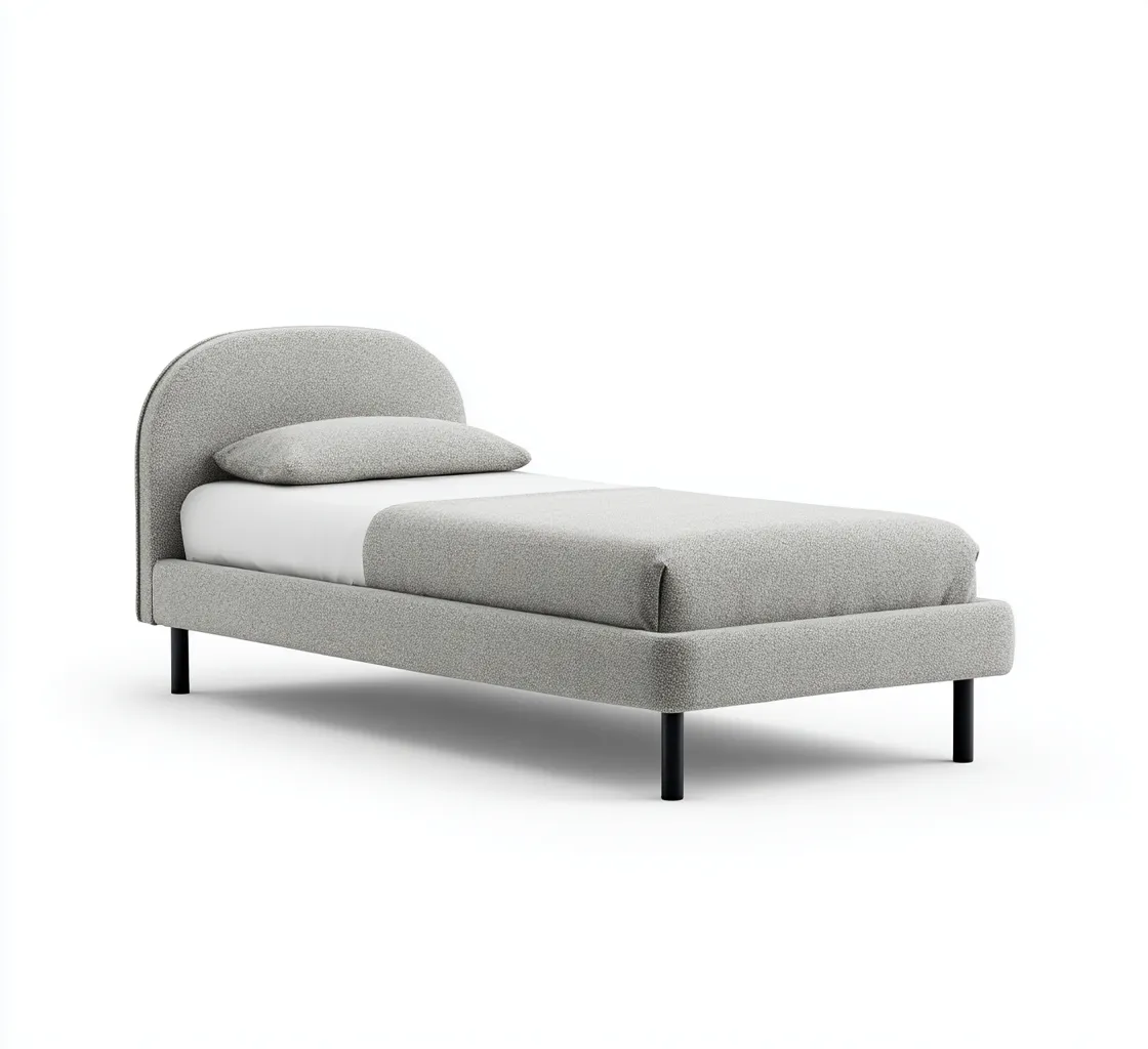 Lit simple-Tissu-Metal-204x100x108 cm-Gris-Design moderne-Airyara