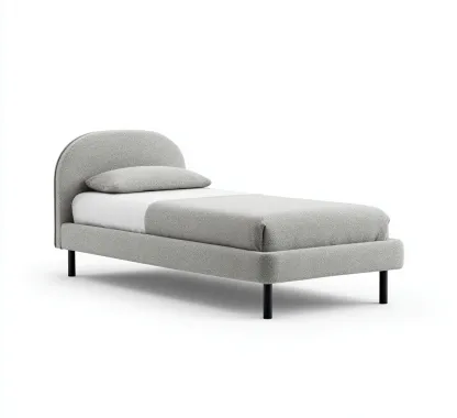 Lit simple-Tissu-Metal-204x100x108 cm-Gris-Design moderne-Airyara