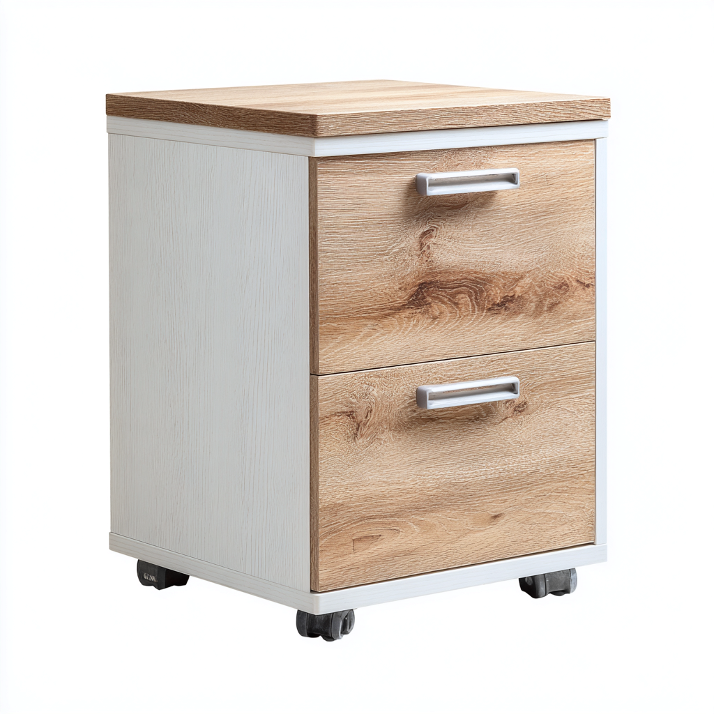 Armoire de bureau-bois-métal-41x40x61 cm-chêne clair-blanc-style moderne-Airyara