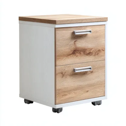 Armoire de bureau-bois-métal-41x40x61 cm-chêne clair-blanc-style moderne-Airyara