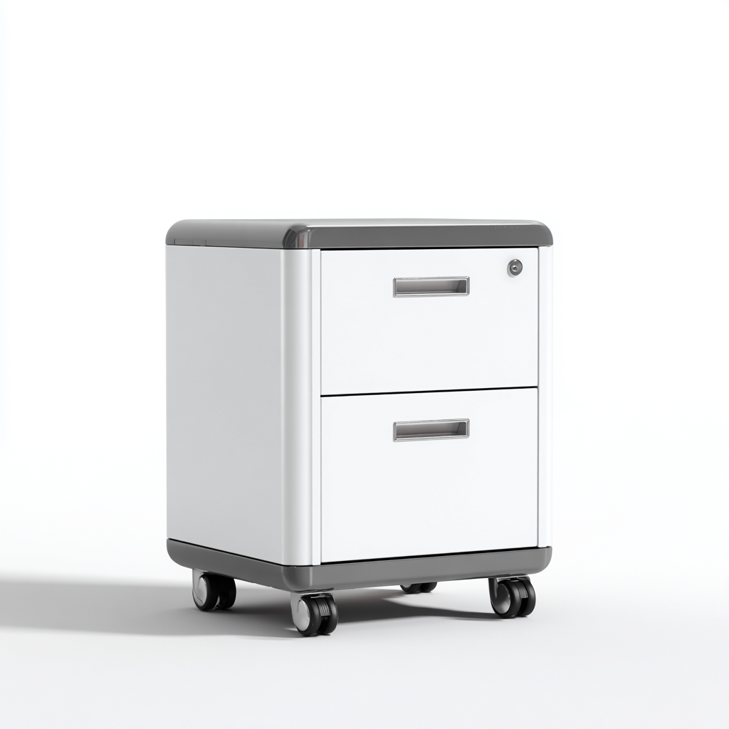 Armoire de bureau-métal-41x39x56 cm-blanc-gris-moderne-Airyara