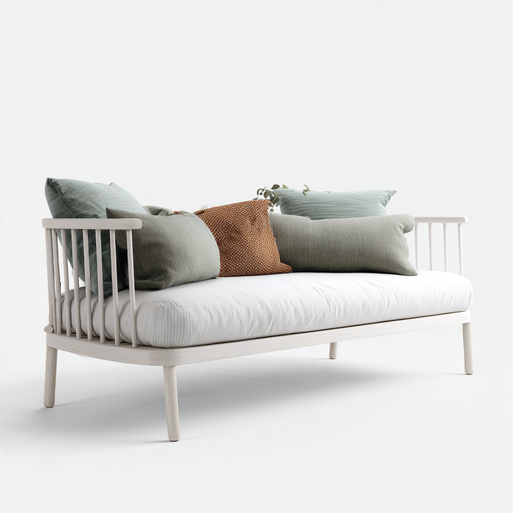 Canapé-lit - bois - 209x94x87 cm - blanc - style nordique-Airyara