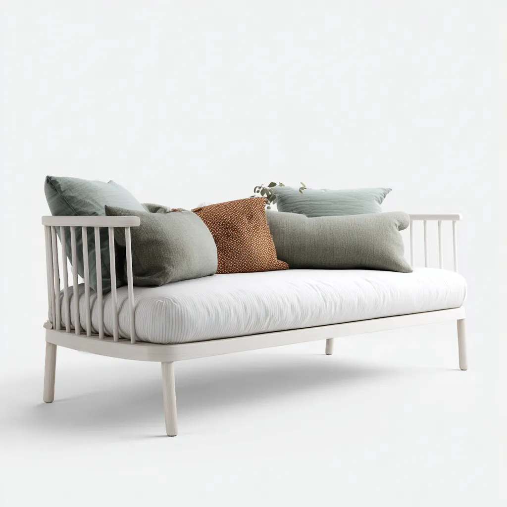 Canapé-lit - bois - 209x94x87 cm - blanc - style nordique-Airyara