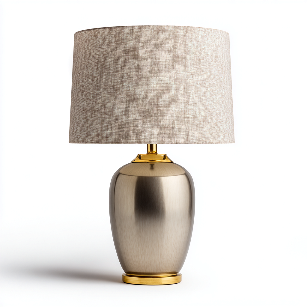 Lampe de table-Métal-Tissu-27x27x48 cm-Or-Beige-Design moderne-Airyara