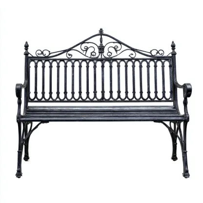 Banc de jardin-métal-128x62x92 cm-noir-style classique-Airyara