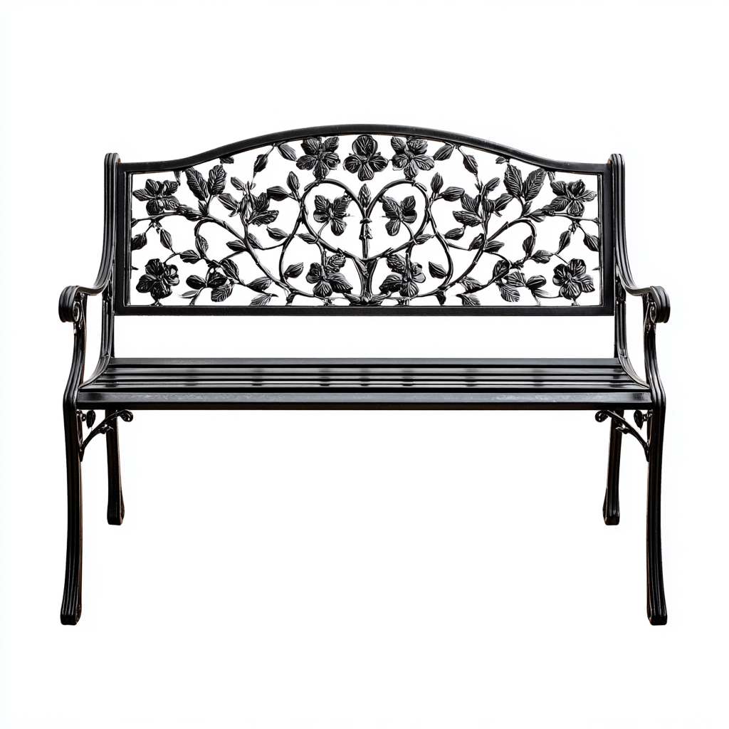 Banc de jardin-métal-135x60x90 cm-noir-style décoratif-Airyara