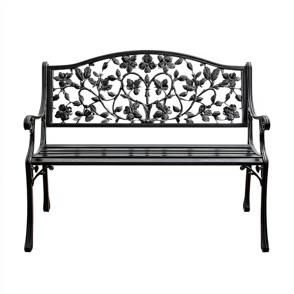 Banc de jardin-métal-135x60x90 cm-noir-style décoratif-Airyara