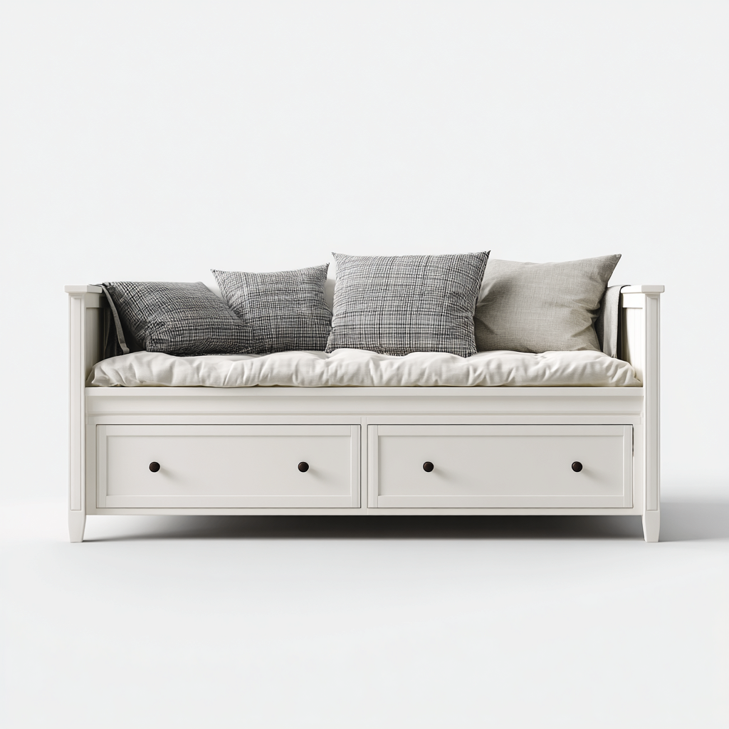 Canapé-lit - bois - 212x98x92 cm - blanc - style classique-Airyara