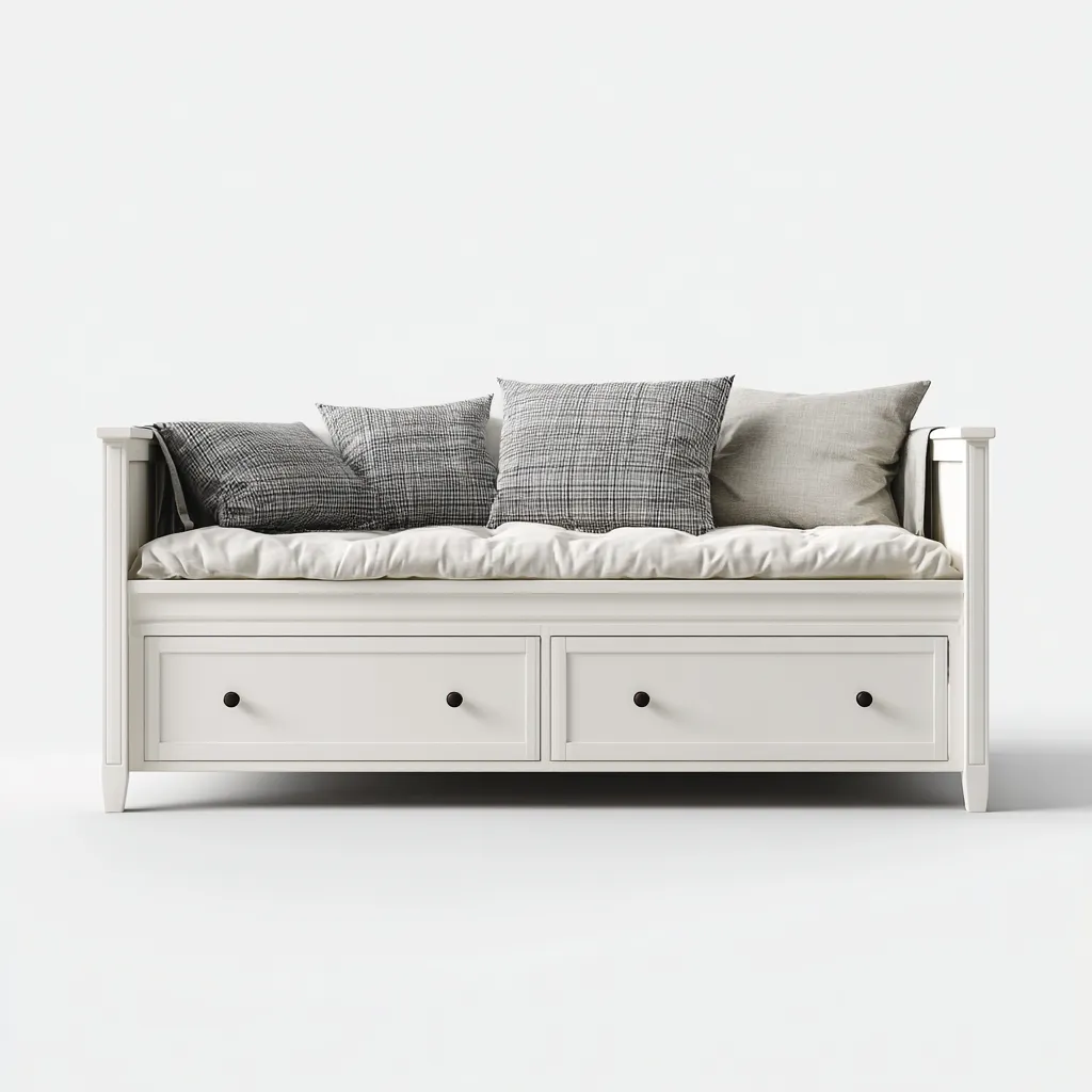 Canapé-lit - bois - 212x98x92 cm - blanc - style classique-Airyara