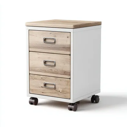 Armoire de bureau-bois-métal-43x40x65 cm-chêne clair-blanc-style moderne-Airyara