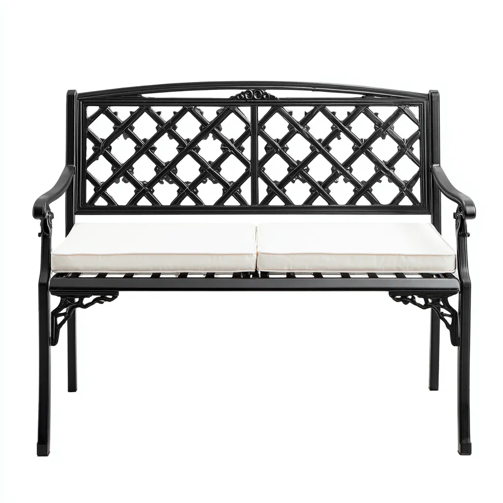 Banc de jardin-métal-125x62x92 cm-noir-blanc-classique-Airyara