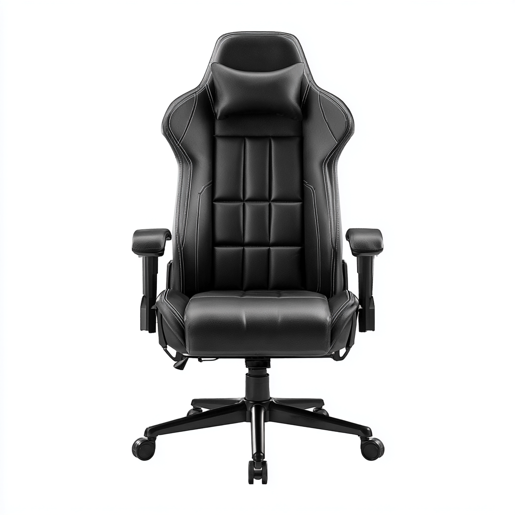 Chaise de bureau-cuir-métal-74x70x132 cm-noir-style ergonomique-Airyara