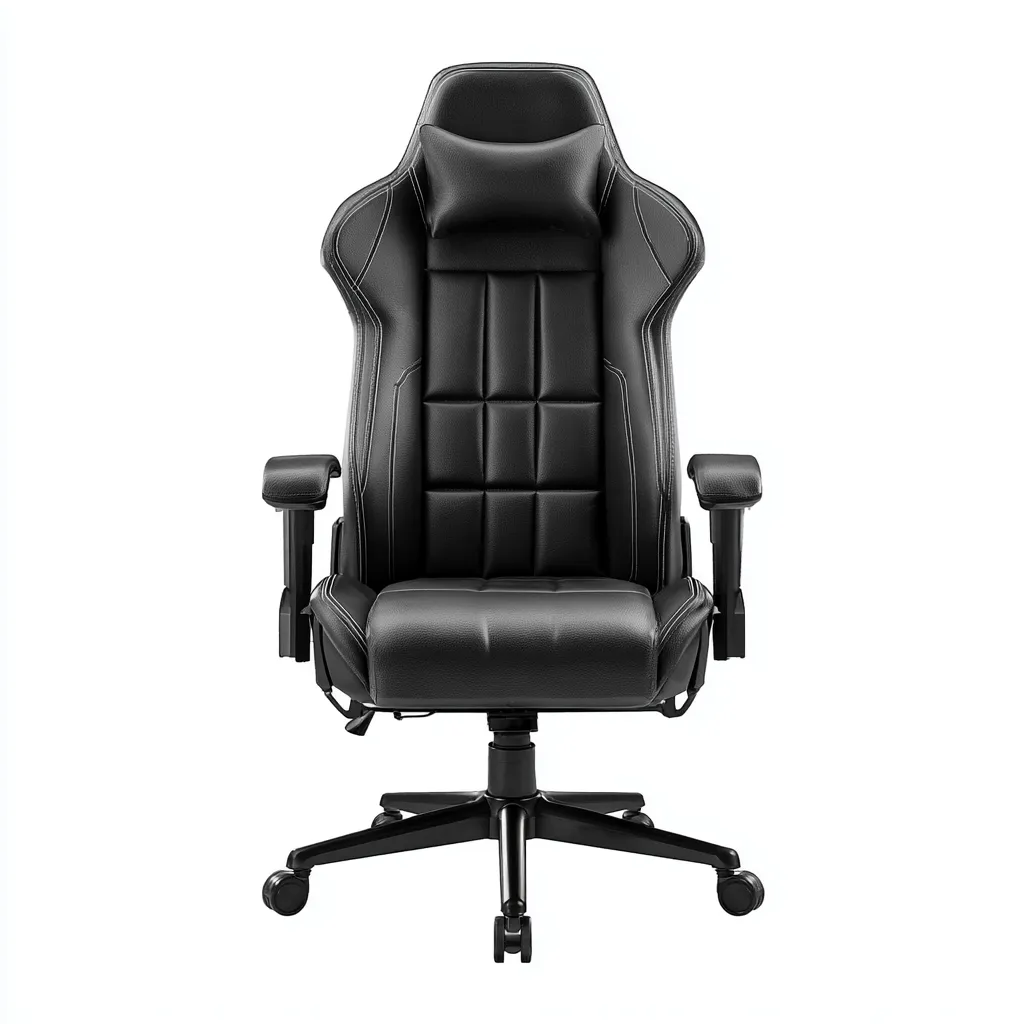 Chaise de bureau-cuir-métal-74x70x132 cm-noir-style ergonomique-Airyara