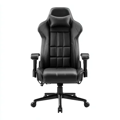 Chaise de bureau-cuir-métal-74x70x132 cm-noir-style ergonomique-Airyara