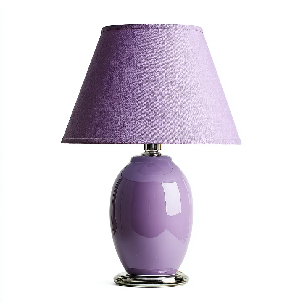 Lampe de table-Céramique-Tissu-Métal-23x23x47 cm-Violet-Violet clair-Design moderne-Airyara