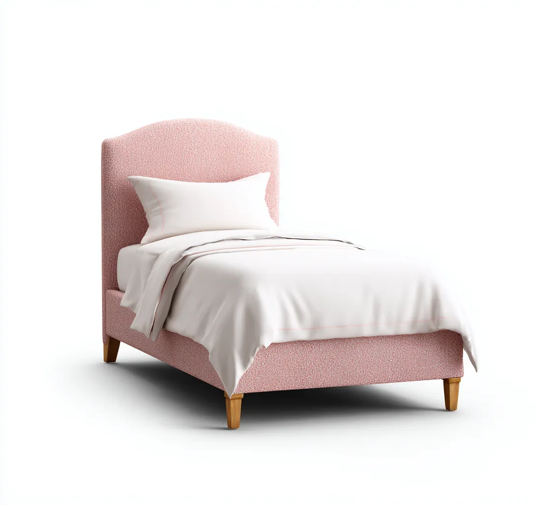 Lit simple-Tissu-205x99x112 cm-Rose-Design moderne-Airyara