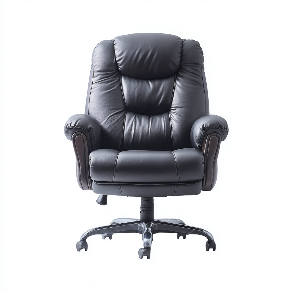 Chaise de bureau-cuir-métal-82x76x120 cm-noir-style rembourré-Airyara