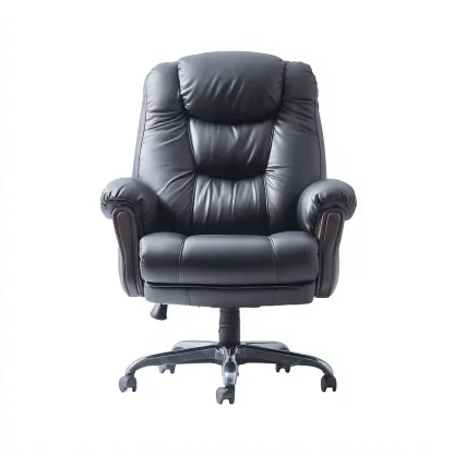 Chaise de bureau-cuir-métal-82x76x120 cm-noir-style rembourré-Airyara