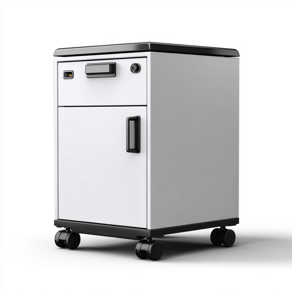 Armoire de bureau-métal-41x45x60 cm-blanc-noir-moderne-Airyara