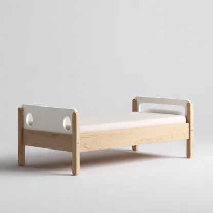 Lit enfant-bois-panneau-140x90x88 cm-blanc-bois-style moderne-Airyara