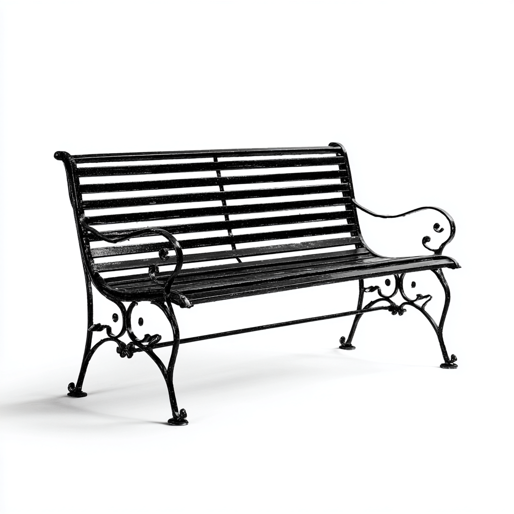 Banc de jardin-métal-124x62x83 cm-noir-style classique-Airyara