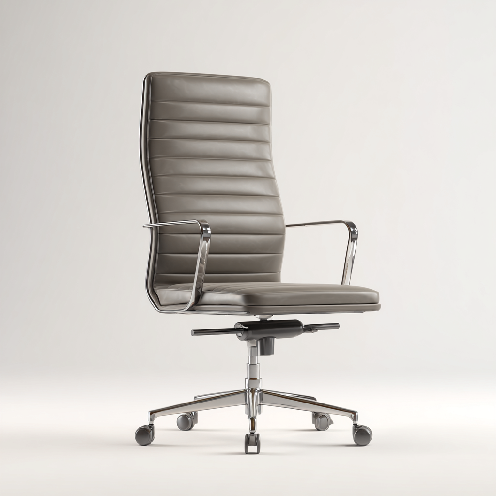 Chaise de bureau-cuir-métal-67x63x118 cm-gris-design moderne-Airyara