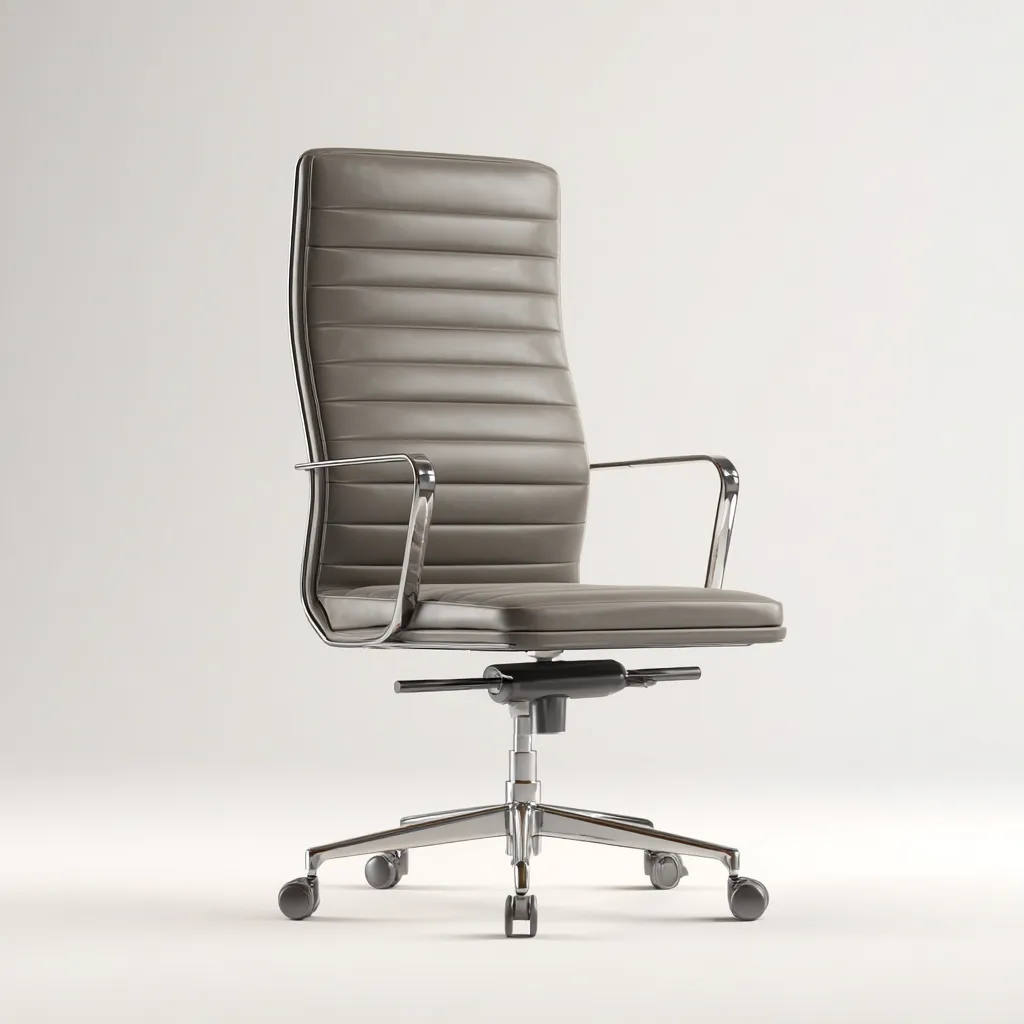 Chaise de bureau-cuir-métal-67x63x118 cm-gris-design moderne-Airyara