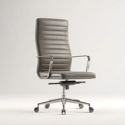 Chaise de bureau-cuir-métal-67x63x118 cm-gris-design moderne-Airyara